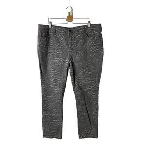 NYDJ Plus Size 22W Gray Animal Printed Stretch Denim High Waist Skinny Jeans